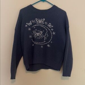 Navy Blue moon and butterfly sweater